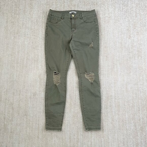 Refuge Green Distressed Skinny Jeans 6 - Picture 1 of 10